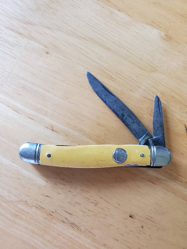 Imperial USA Pocket Knife Yellow Vintage Knife Etsy