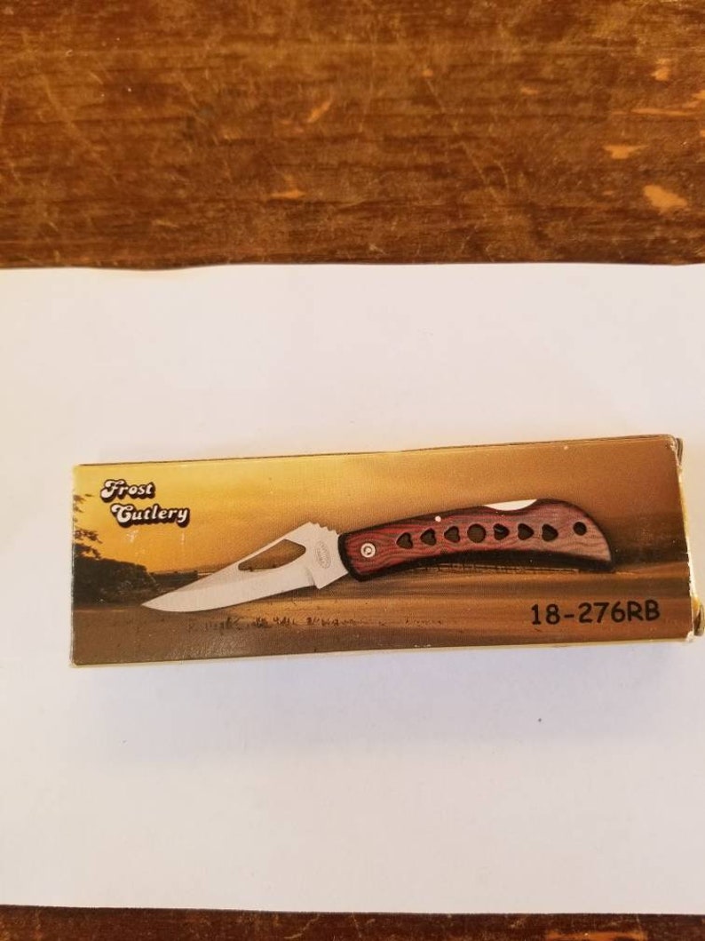 NIB Frost Cutlery Pocket Knife Wood Handle Stainless Steel Etsy