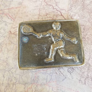 70&#39;s, tennis, solid brass, belt buckle, numbered