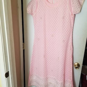 50s/60s, pink, beaded, lace, dress.
