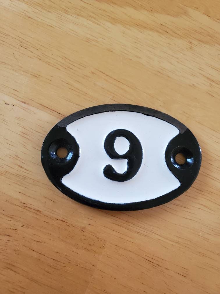 6/9 Enamel Door Number Sign Black White Vintage Retro | Etsy