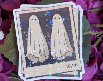 Couple Ghouls Polaroid Sticker | Kindle Sticker | Bookish Sticker | Notebook Sticker | Spooky Sticker | Halloween Sticker