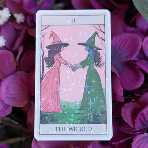 Wicked Tarot Card Sticker | Pink and Green Wicked Sticker | Vinyl Waterproof Wicked Sticker for Laptop, Waterbottle | Elphaba and Glinda