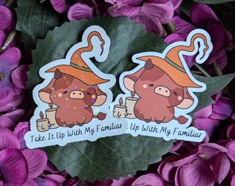 Cow Familiar Sticker | Witchy Cow Sticker | Cute Cow Sticker | Witchy Sticker | Vinyl Waterproof Sticker | Water Bottle Sticker