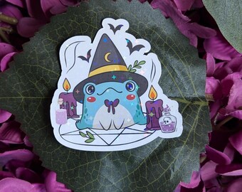 Witchy Frog Sticker | Witchy Sticker | Cute Frog Sticker | Halloween Sticker | Vinyl Waterproof for Water Bottle, Laptop, Kindle