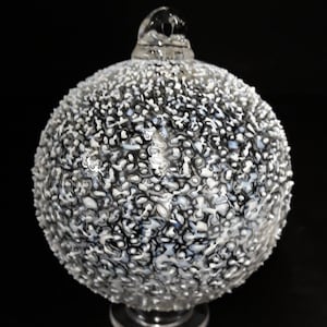 Handblown Glass Ornament, Snowball by Tazza Glass image 1