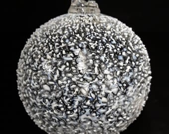 Handblown Glass Ornament, Snowball by Tazza Glass