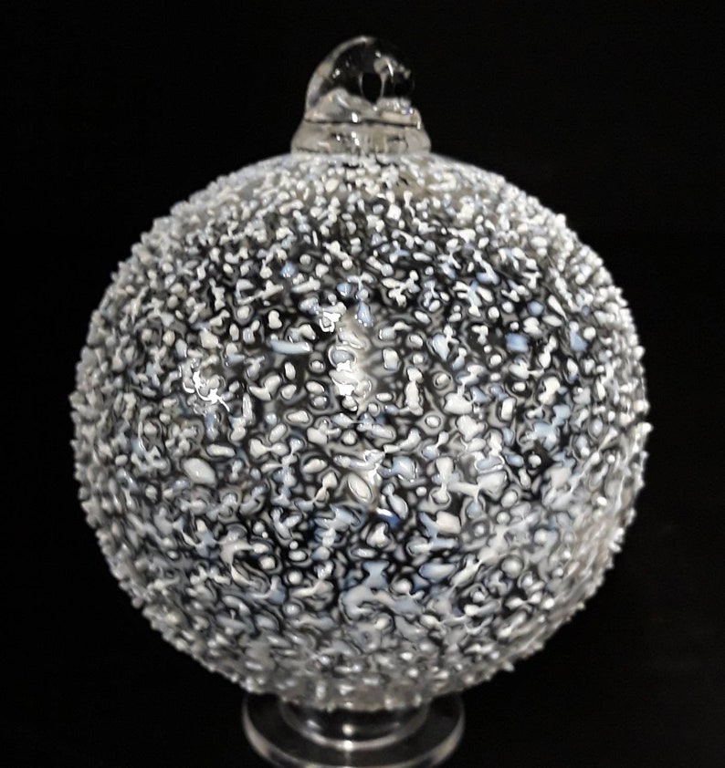 Handblown Glass Ornament, Snowball by Tazza Glass image 1