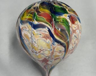 Handblown Glass Ornament, Earthy Rainbow