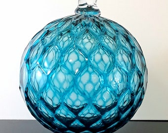 Handblown Glass Ornament  by Tazza Glass TEAL color