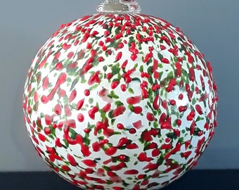 Handblown Glass HOLLY Ornament  by Tazza Glass