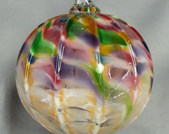 Handblown Glass Ornament, Earthy Rainbow Light Version