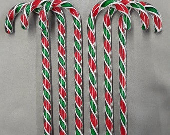 6 Art Glass Candy Canes