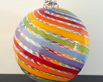 Handblown Glass Cane Ornament by Tazza Glass