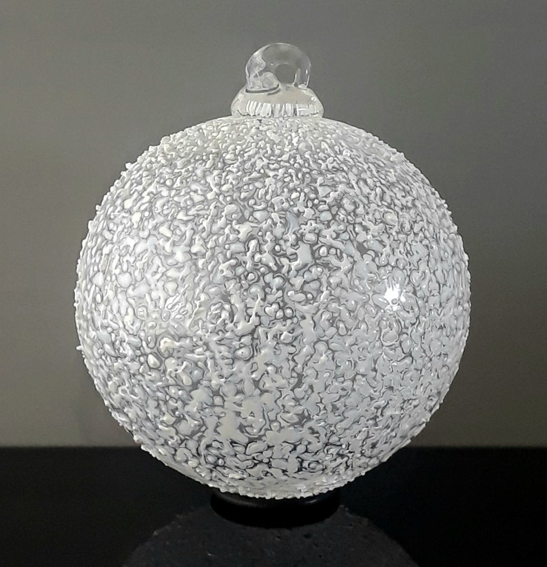 Handblown Glass Ornament, Snowball by Tazza Glass image 2