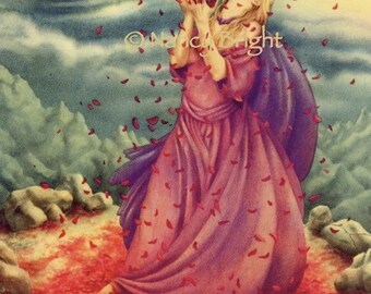 Sacred Rose Of Wisdom-Having forged the brambled mountain, a woman gives thanks for blessings