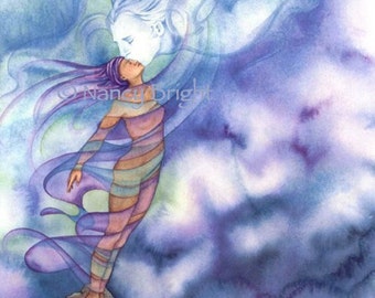 Woman on Cliff  Print – Inspirational Watercolor Art