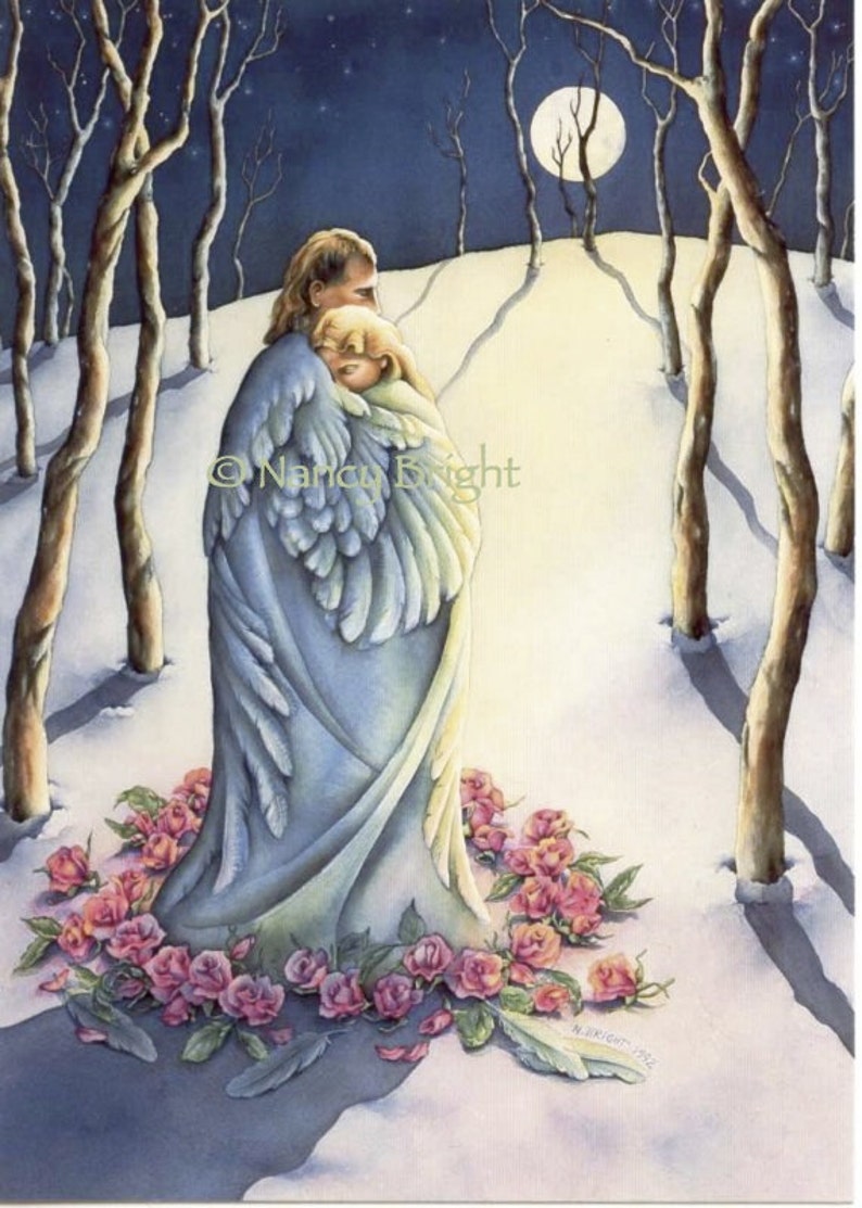 The Warmth of Honest Love In snow, encircled by roses and a feather blanket, a couple embraces image 1