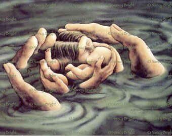Mother and Child Watercolor Art Print – Divine Protection (11x14)