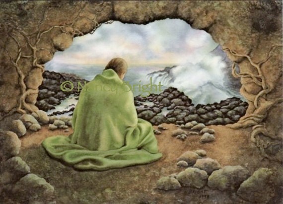 Thank You For Sheltering Me- A man meditates in solitude in the cave dwelling by the sea