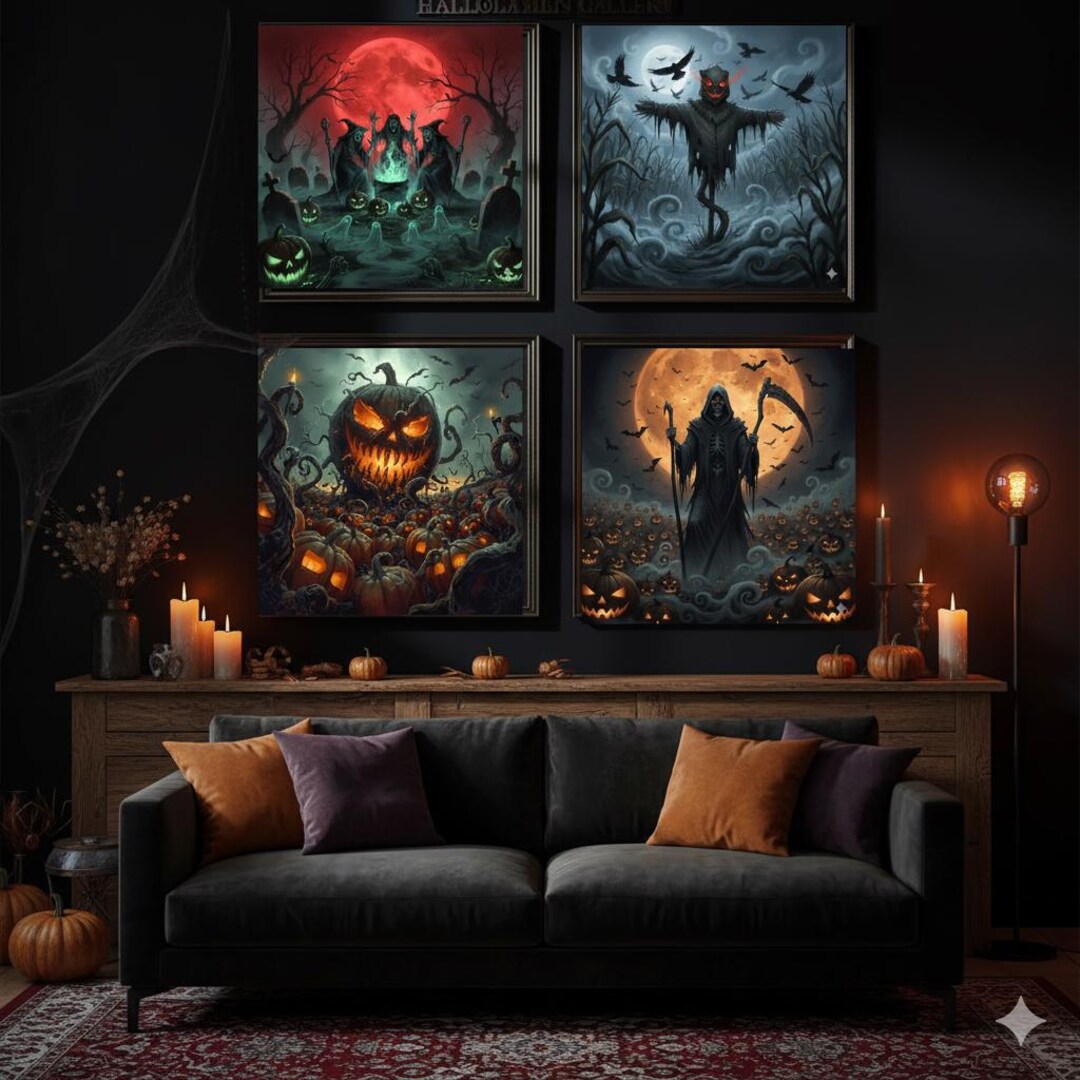 Nightmare in the Pumpkin Patch – Creepy Halloween Wall Art Bundle ...