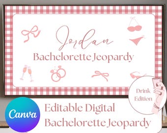 Vrijgezellenfeest spel bruids partij pastel thema canvas sjabloon aangepaste vragen bruiloft trivia bewerkbare gevaar Powerpoint grappig