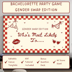 Who's Most Likely Too Modern Bachelorette Party Downloadable Game Fun Bachelorette Drinking Game Canva Bachelorette Slumber Party
