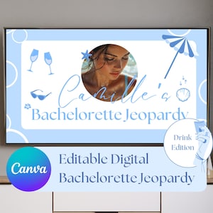 Bachelorette Jeopardy Template Canva Custom Jeopardy Game Beach Bachelorette Games Bridal Shower Game Coastal Jeopardy Bride Jeopardy