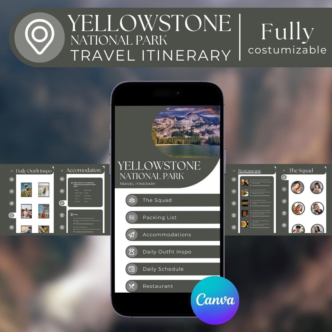 Editable Travel Itinerary Mobile Itinerary Girls Trip Template Canva ...