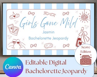 Bachelorette Jeopardy Game Canva Template Customizable Bridal Jeopardy Powerpoint Custom Questions Pajamas Party Girls Gone Mild