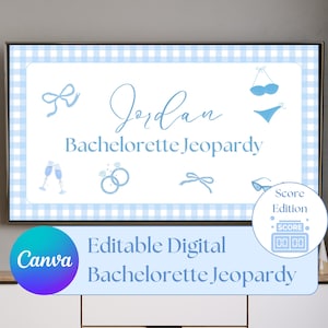Bachelorette Jeopardy Game Canva Template Editable Bridal Party Quiz Coastal Theme Custom Questions Digital Download Printable Instant Party