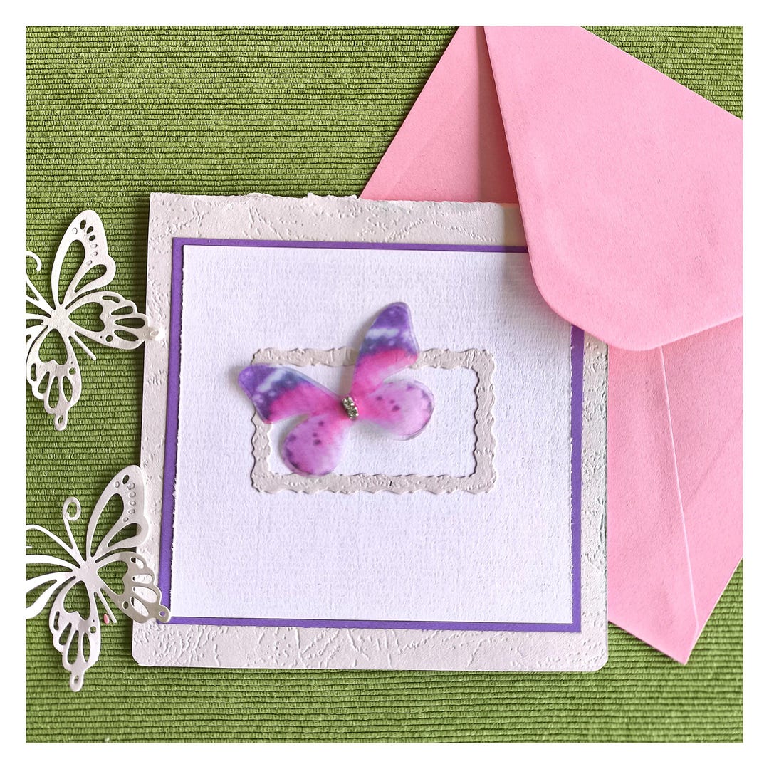 Handmade 3D Butterfly Greeting Card | Elegant Pink Purple Papyrus Style ...