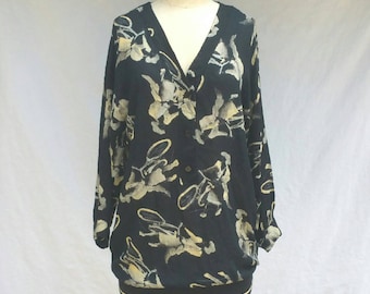 Ladies on Bicycles Blouse // 1980s Tunic