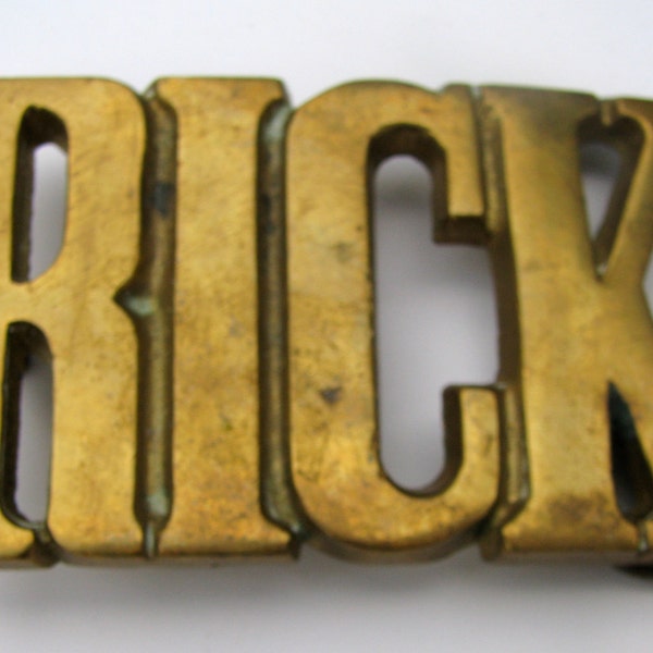Vintage 80s RICK belt buckle, name, solid brass