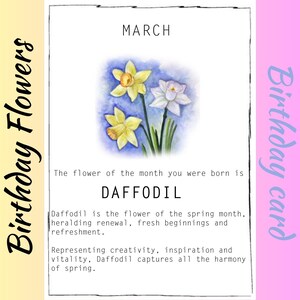 Monthly Flower Notes for Moms, Birthday card, Flower of the Month Cards, Mother’s Day Gift, Digital Flower Notes,Digital Download, Gift card