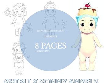 Studio Ghibli-inspired Sonny Angel coloring pages - cute, relaxing coloring pages for teens and adults