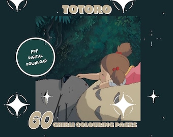 Studio Ghibli Coloring Pages- 60 pack- Printable Coloring pages- TOTORO