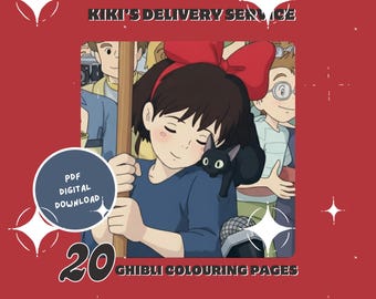 Studio Ghibli Coloring Pages- 20 pack- Printable Coloring pages- Kiki's delivery service