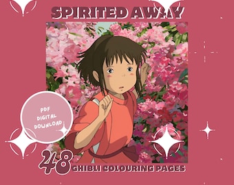 Studio Ghibli Coloring Pages- 48 pack- Printable Coloring pages- Spirited Away