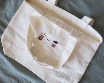 Bolsa de café ~ Amantes del café ~ Bolsa de café bordada con cremallera