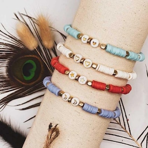 Pulseras de cuentas Heishi personalizables - pulsera mantra / Nombre / Palabra / Letra dorada
