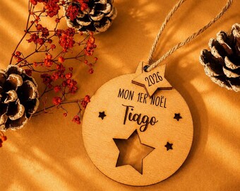 Adorno navideño de madera personalizado Mi primera Navidad