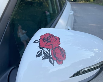 Red Rose Car Decals - Oracal Vinyl Stickers (2-Pack)