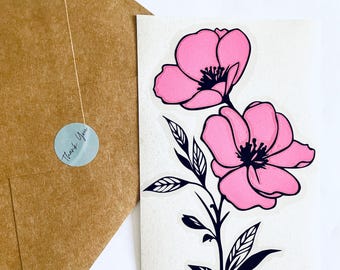 Pink Poppy Car Decal – Floral Vinyl Sticker for Women