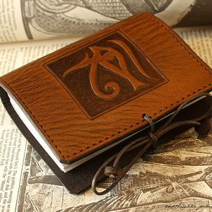 A7 Pocket Sized Leather Bound Journal, Egyptian Eye of Horus Journal, Brown Leather Notebook, Mini Book of Shadows, Personalised Diary.