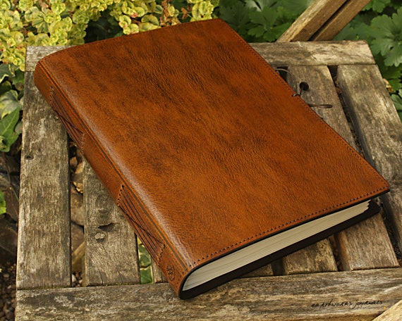 Buy A4 Large Classic Brown Leather Bound Journal, Leather Notebook, Custom  Guestbook, Personalised Family Memory Book, Memorial Book, Desk Diary  Online in India 