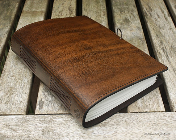 Leather Bound Guestbook | Cognac Brown Leather Bound Guestbook | Cognac Brown