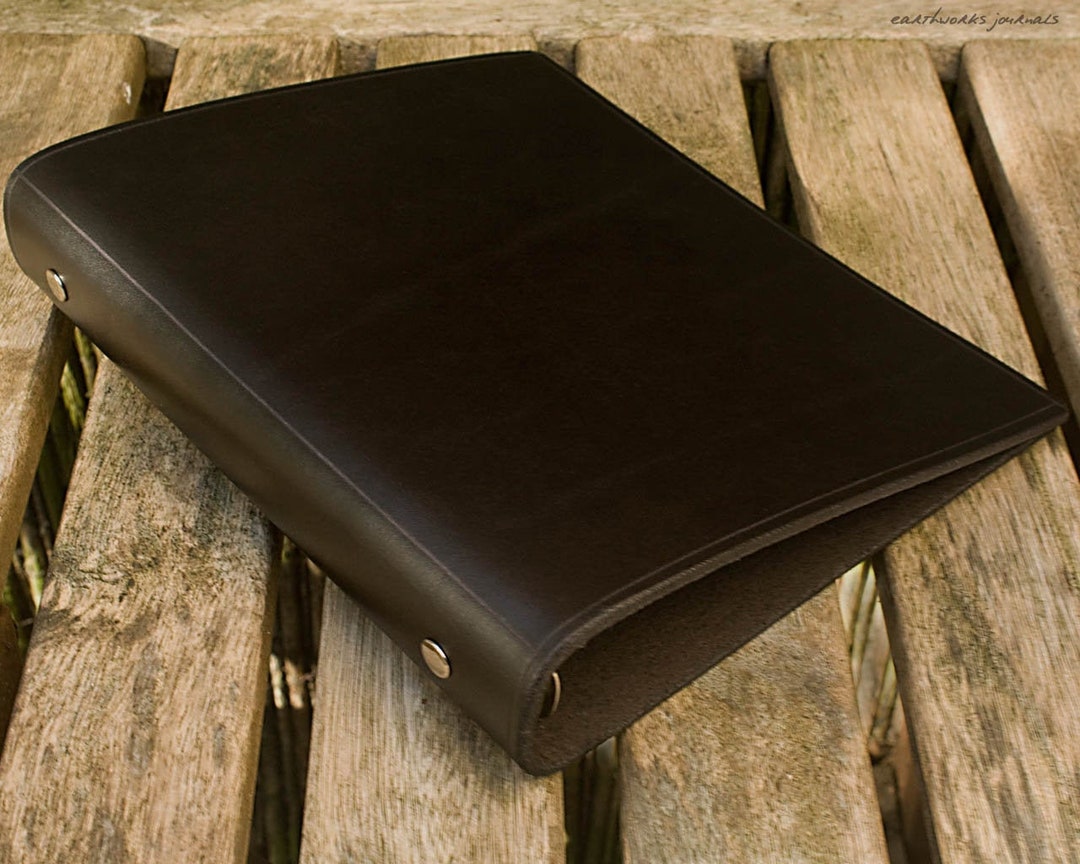 A5 Black Leather 6 Ring Binder Full Grain Leather Etsy