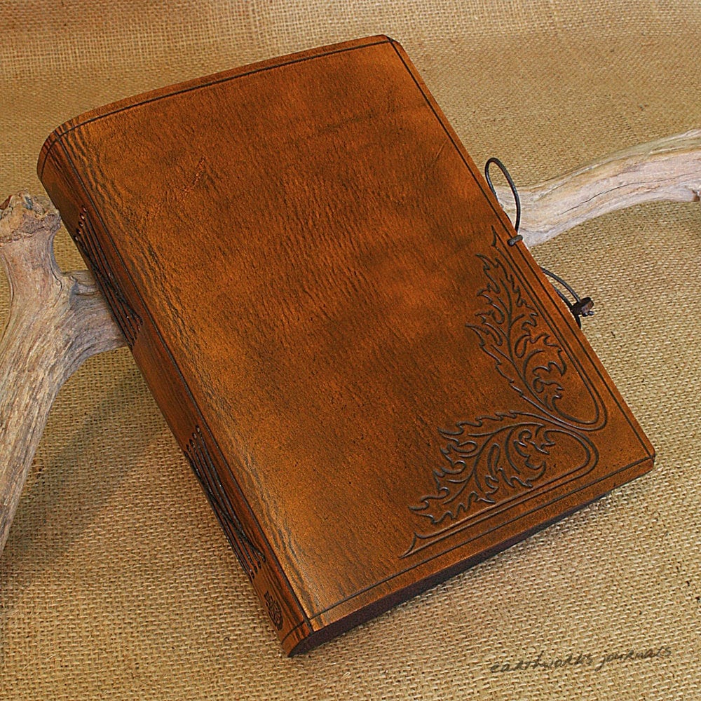 A5, Medium, Leather Bound Journal, Art Nouveau Journal