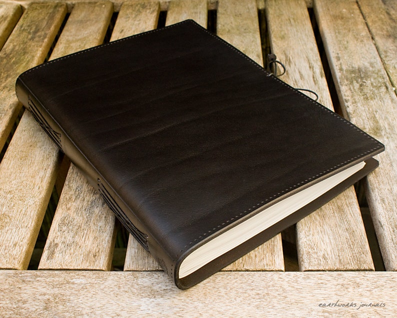 A4 Large Classic Black Leather Bound Journal Leather Etsy
